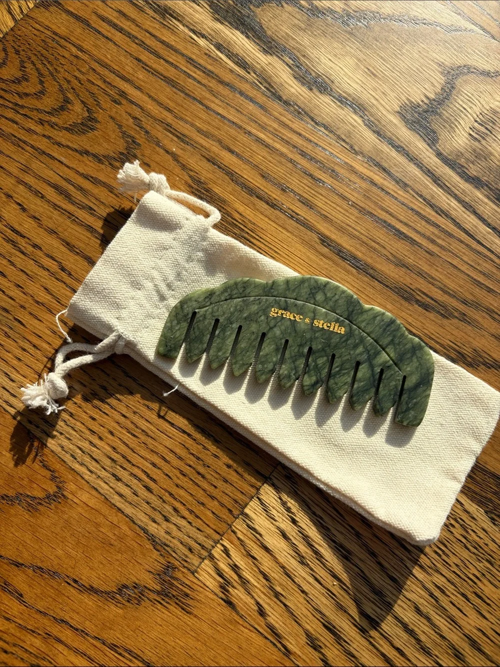 NWOT grace & stella Green Marble Wide-Tooth Jade Comb